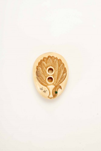 Asian Works of Art  - An Egg-shaped Manju Netsuke Featuring A Tengu