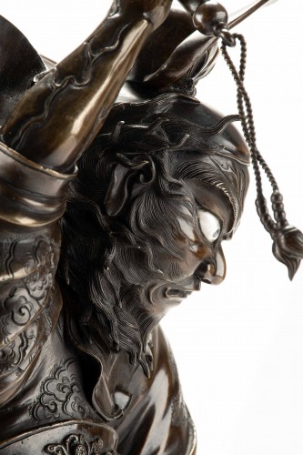 19th century - A Bronze Sculpture Depicting Shoki With A Pair Of Oni