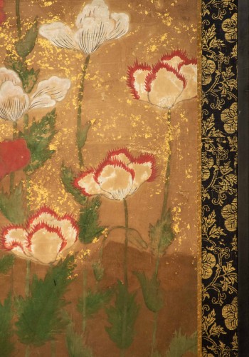 - Paravent japonais à deux panneaux sur fond en feuille d’or, École Rinpa