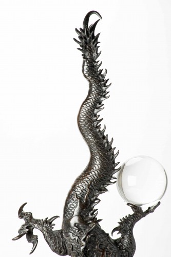 A Large Bronze Okimono Depicting A Dragon - 