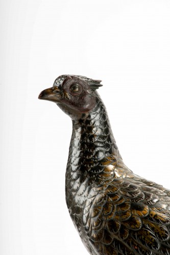 A japanese gilt and patinated bronze okimono of a pheasant - Asian Works of Art Style 