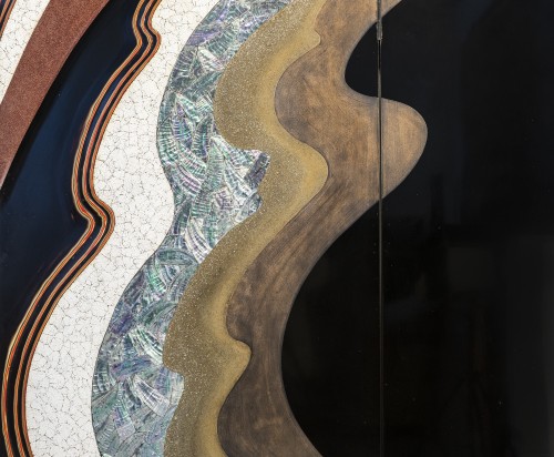 Asian Works of Art  - A two-panel ‘Hohoe’ folding screen depicting a large wave