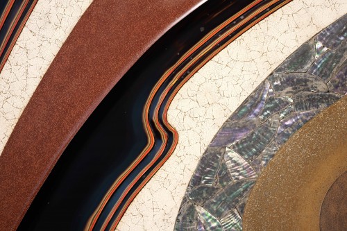 20th century - A two-panel ‘Hohoe’ folding screen depicting a large wave