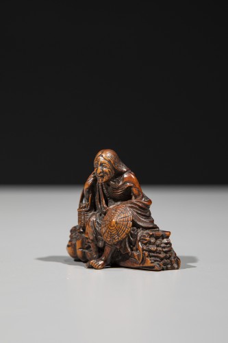 Netsuke en bois de buis représentant Ono no Komachi - Arts d