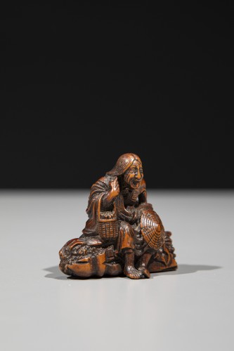 Netsuke en bois de buis représentant Ono no Komachi - Mastromauro Japanese Art