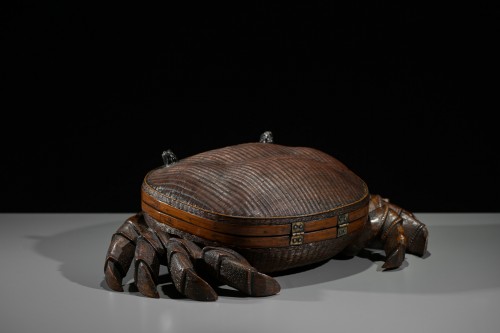 Boîte en bois et bambou tressé en forme de crabe - Mastromauro Japanese Art