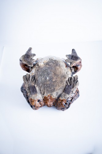 A Japanese okimono of a toad  - 