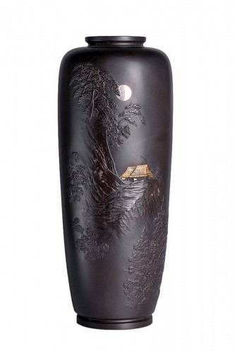 A Japanese bronze vase 