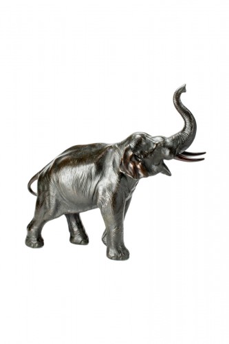 A Japanese large bronze elephant 