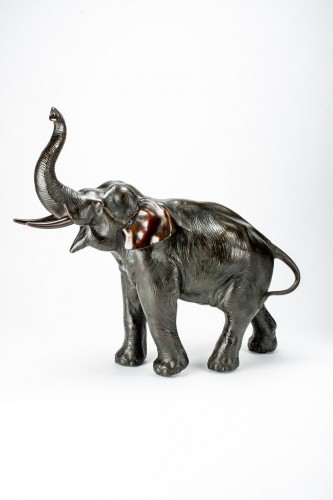 A Japanese large bronze elephant  - Asian Works of Art Style 