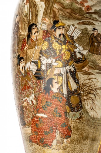 Grand vase Satsuma avec Samouraï - Arts d