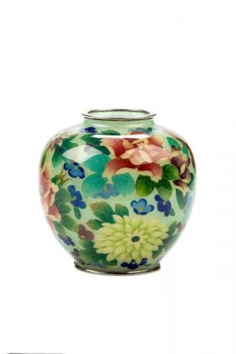 A Japanese plique-à-jour Vase