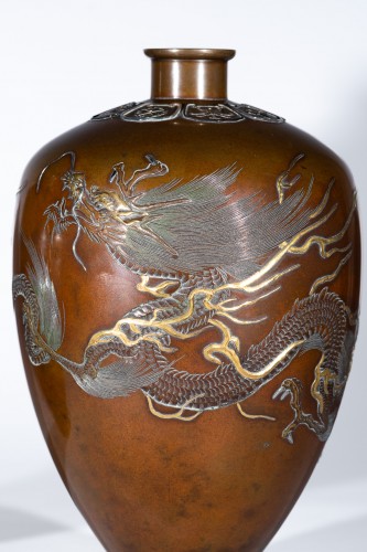 Nogawa Company – Paire de vases en bronze patiné - Mastromauro Japanese Art