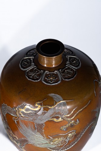 XIXe siècle - Nogawa Company – Paire de vases en bronze patiné