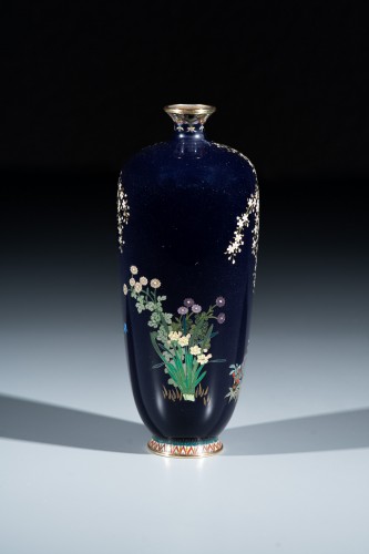 Vase cloisonné, Grue de Mandchourie - Attribué à Kodenji Hayashi (Nagoya 1831–1915) - 