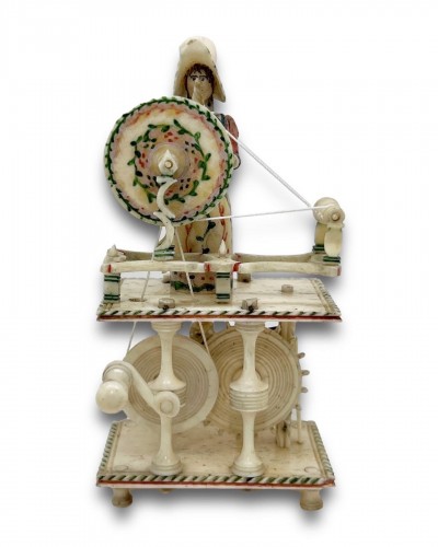 Curiosities  - Polychromed bone prisoner of war spinning Jenny automaton, c.1796 - 1816.  