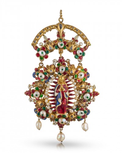 Important diamond, gold and enamel pendant, Spain early 17th Century.