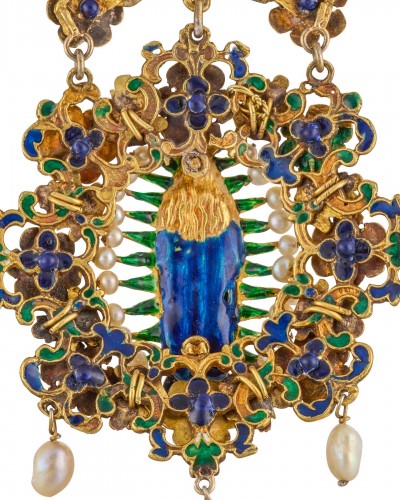 Important diamond, gold and enamel pendant, Spain early 17th Century. - Antique Jewellery Style 