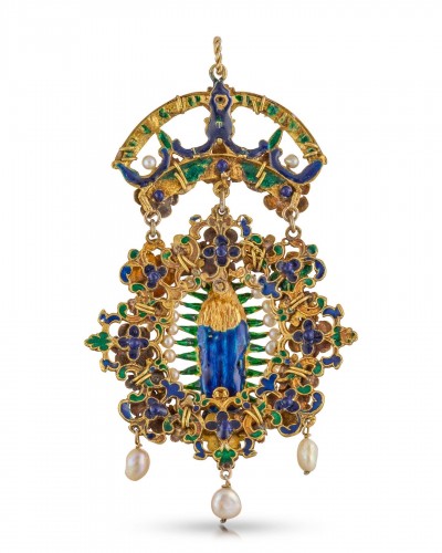 XVIIe siècle - Important pendentif diamant, or et émail, Espagne début du XVIIe siècle