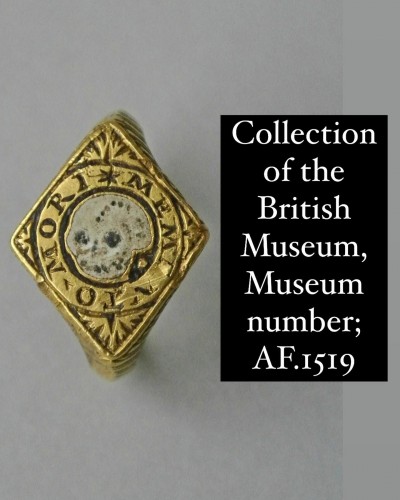 Tudor ring, with an enamelled skull and the words ‘Memento Mori&#039; - 