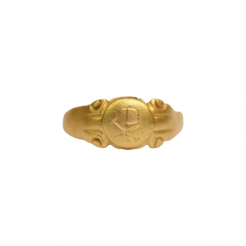 Ancient gold ‘Chi-Rho’ ring, Roman, 3rd - 4th century A.D.  