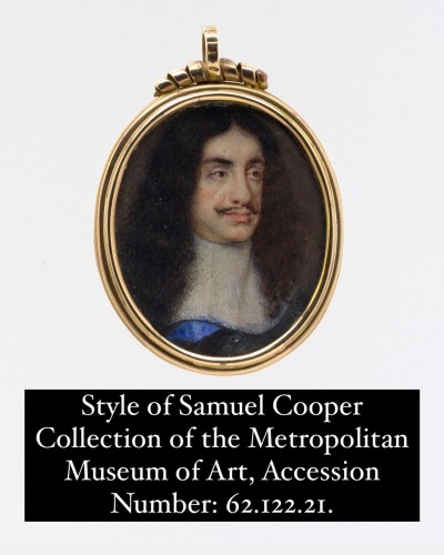 Objets de Vitrine Miniatures - Portrait miniature du roi Charles II d'après Samuel Cooper (c.1609-72)
