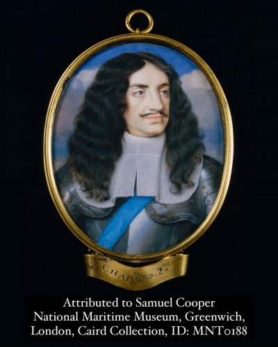Portrait miniature of King Charles II after Samuel Cooper (c.1609-72). - 