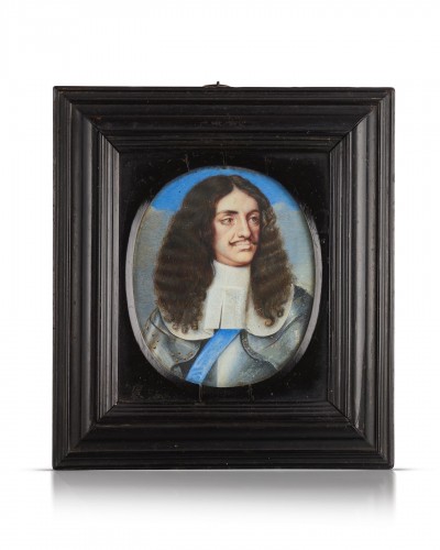 XVIIIe siècle - Portrait miniature du roi Charles II d'après Samuel Cooper (c.1609-72)