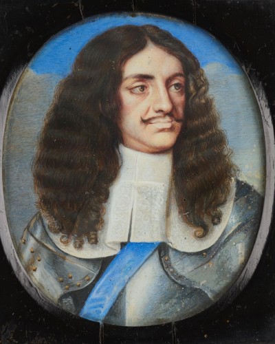 Antiquités - Portrait miniature du roi Charles II d'après Samuel Cooper (c.1609-72)