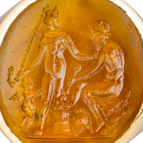 Antique Jewellery  - Renaissance period sard intaglio of Venus and Cupid at the Forge of Vulcan.