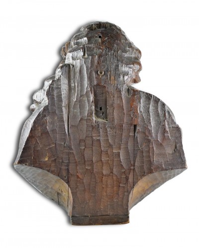 Imposing oak bust of James the Greater circle of Hendrik Frans Verbruggen - 