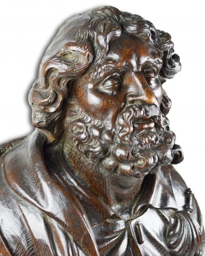 Antiquités - Imposing oak bust of James the Greater circle of Hendrik Frans Verbruggen