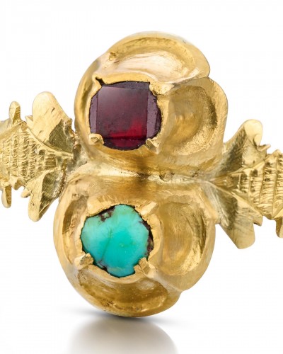 Bague Renaissance en or avec une turquoise et un grenat - France, Angleterre XVIe Siècle - Matthew Holder