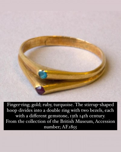  - Renaissance Gold Ring With A Turquoise &amp; Garnet. English / French, 16th Cen