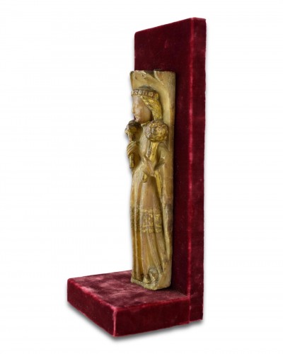 Nottingham Alabaster Sculpture Of A Female Saint. English, Early 15th Centu - 