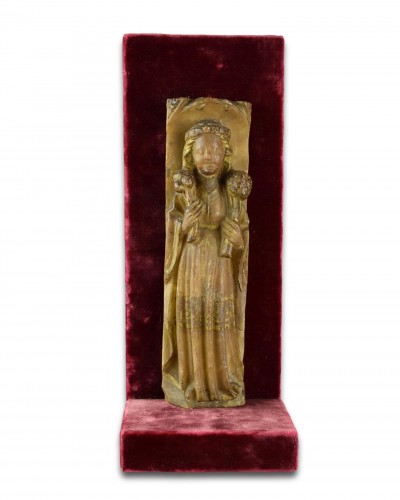 Nottingham Alabaster Sculpture Of A Female Saint. English, Early 15th Centu - 