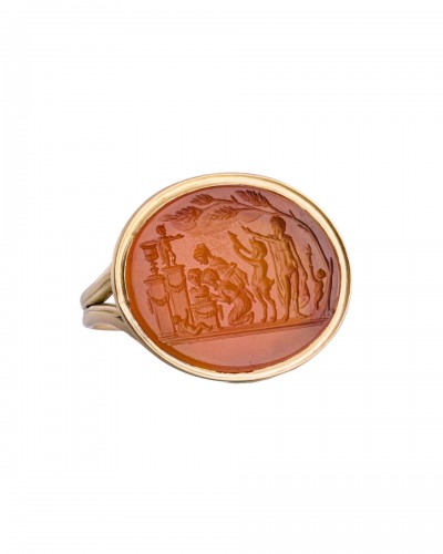 Carnelian Intaglio Of A Procession After Valerio Belli. Italy 18th Century