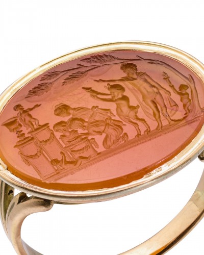 Antique Jewellery  - Carnelian Intaglio Of A Procession After Valerio Belli. Italy 18th Century