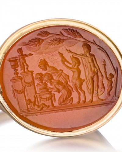 Antiquités - Carnelian Intaglio Of A Procession After Valerio Belli. Italy 18th Century