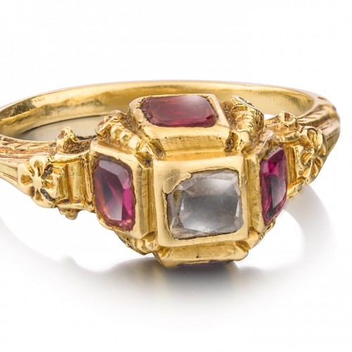 Late Renaissance diamond and garnet ring. Western Europe, 17th century. - 