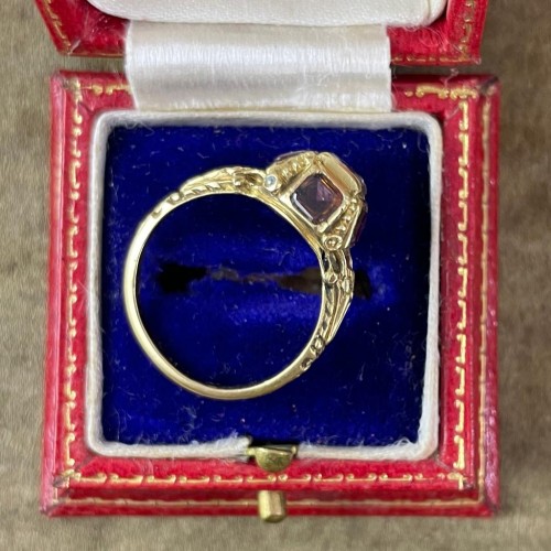 Late Renaissance diamond and garnet ring. Western Europe, 17th century. - 