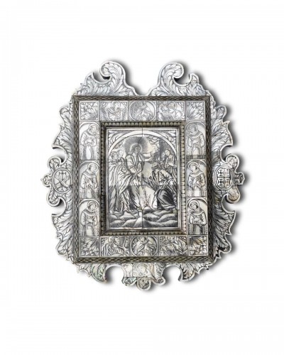 Large Devotional Mother Of Pearl Plaque. Jerusalem, Late 18th Century.