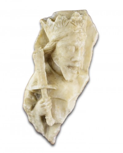 Nottingham Alabaster Fragment Of A King Wielding A Sword. English, 15th Cen - 