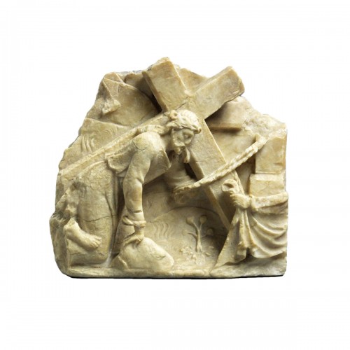 Albâtre fragmentaire du Christ portant la croix -  Pays-Bas XVIe siècle