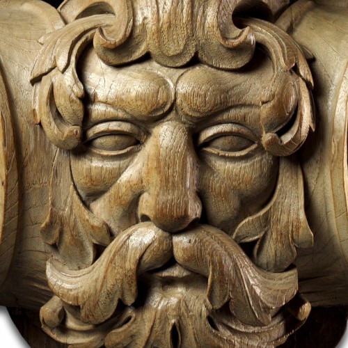  - Carved Oak Architectural Relief Of A Green Man. Flemish, 18th Century.