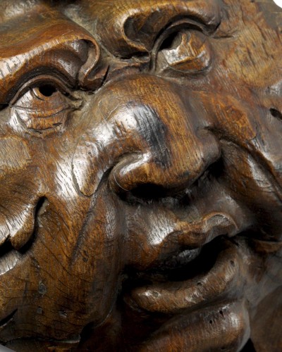 Sculpture  - Baroque Oak Bracket Carved With The Head Of A Green Man. Flemish, 17th Cent