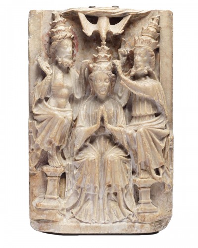 Alabaster relief of the Coronation of the Virgin. Nottingham, 15th century.
