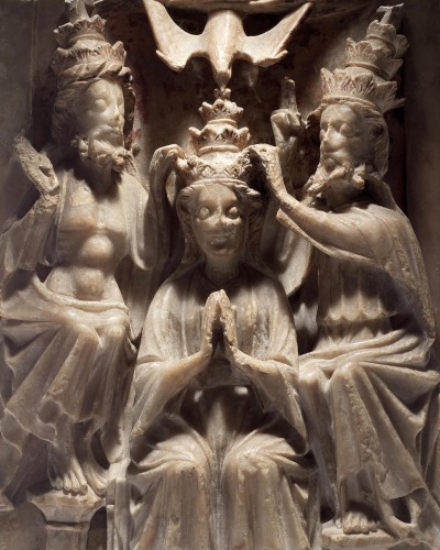 Alabaster relief of the Coronation of the Virgin. Nottingham, 15th century. - Sculpture Style 