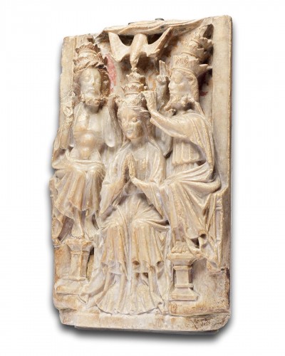 Sculpture  - Alabaster relief of the Coronation of the Virgin. Nottingham, 15th century.
