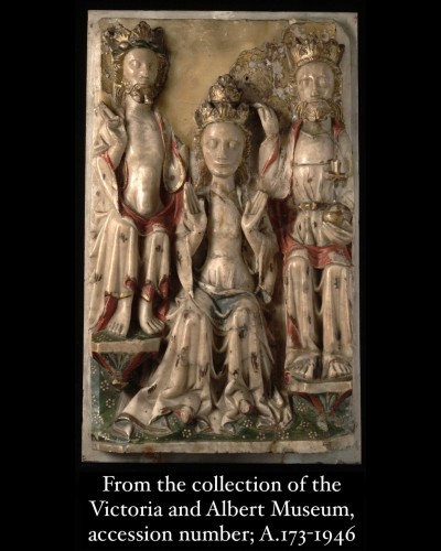 Alabaster relief of the Coronation of the Virgin. Nottingham, 15th century. - 